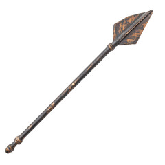 Long, thin, wooden spear with a pointed tip