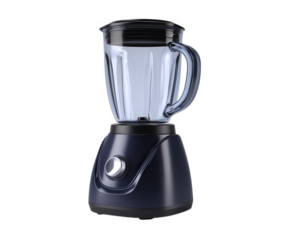 Blender kitchen appliance with transparent container and black base isolated on transparency background, designed for blending and mixing ingredients easily and efficiently