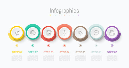 Infographic 7 options design elements for your business data. Vector Illustration.