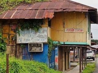 Bocas del Toro Panama - street view of bar and hostel in Almirante