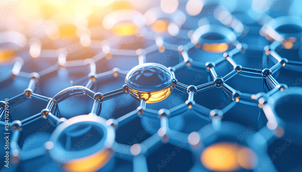 Poster molecular marvel: an intricate view of molecular structure with shining spheres and interconnected n