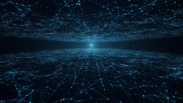 Abstract network of glowing lines and points