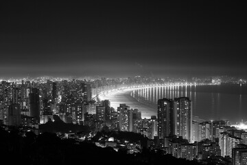 Night aerial view of the city of Santos