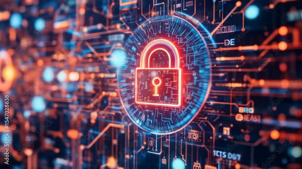 Poster connected data stream is a reflection of modern technology integration with high security. 4k video