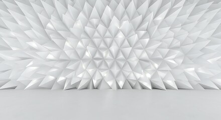 Empty room, White crystal background with triangles.