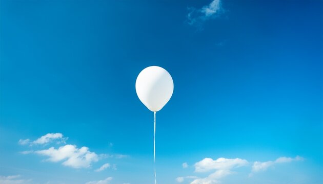 a single white balloon floats gently against a soft light blue sky the simple elegance creates a serene and peaceful mood