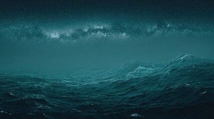 Fototapeta premium Turbulent sea at night under a starry sky.
