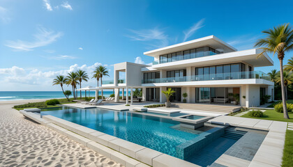 Fototapeta premium Luxurious beach home with advanced technology