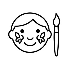 Fototapeta premium Face painting icon in outline style – representing children’s festival activity