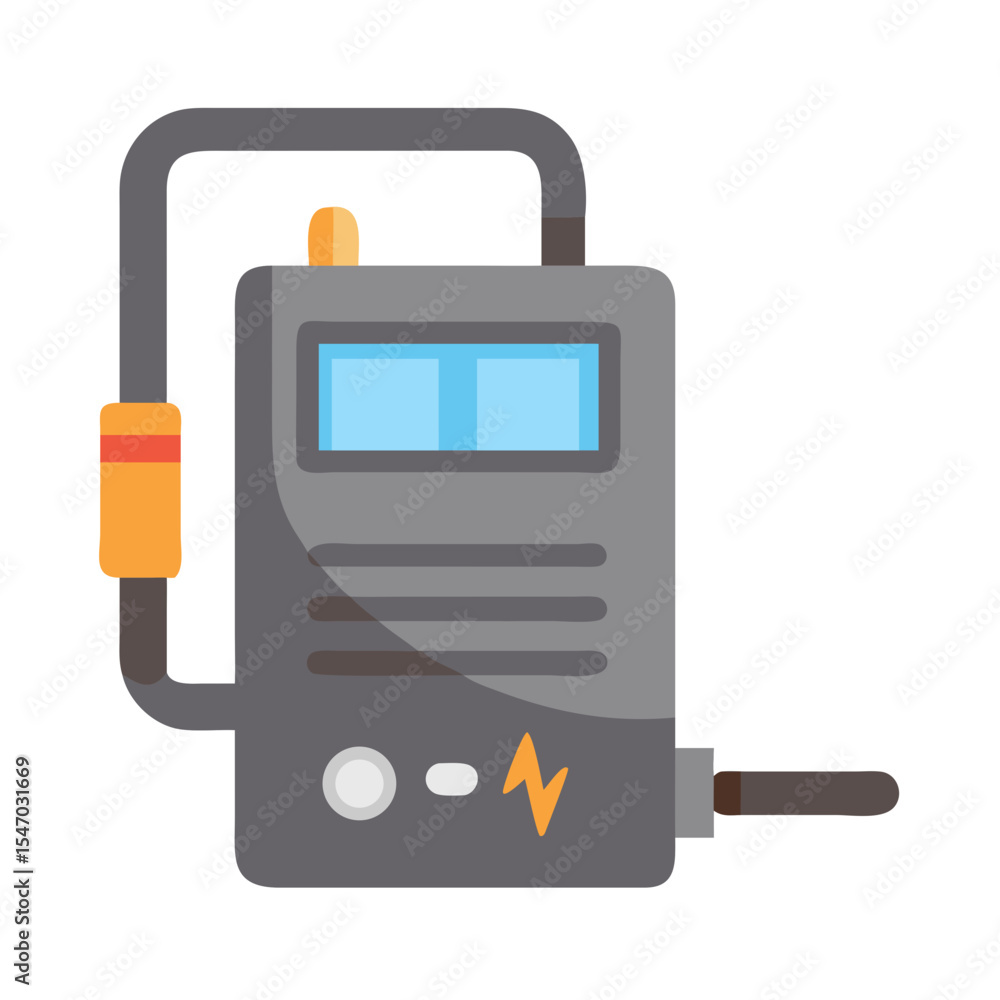 Poster isolated gray electrical measuring instrument with cable and display