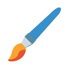 Stylized blue paintbrush with orange bristle on dark background