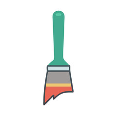 Minimalist illustration of a paint brush with colorful paint