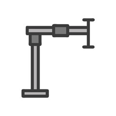 Industrial arm on black background in gray color scheme