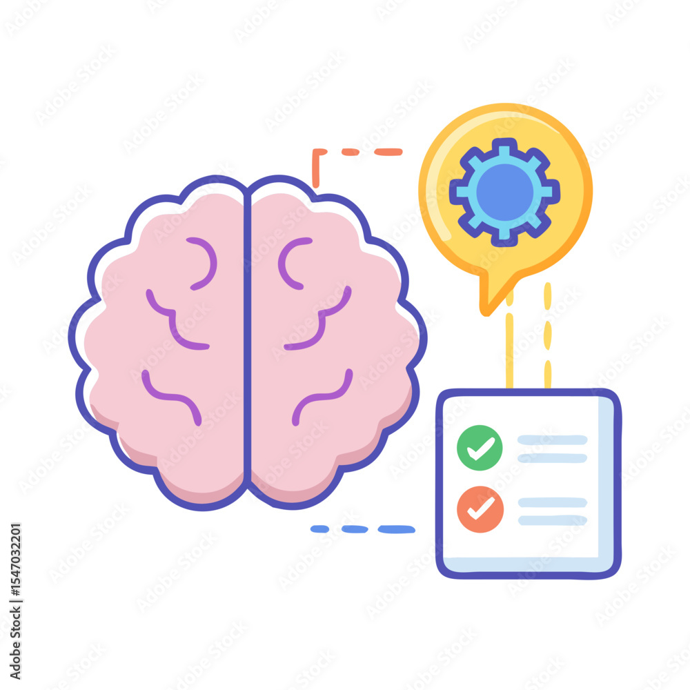Poster brainstorming and processing tasks with checklist and gear graphic