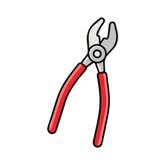 Pliers with red handles isolated on a black background