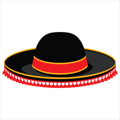 Traditional Spanish sombrero vector illustration. Iconic flamenco accessory illustration ideal for travel postcards and cultural event branding.