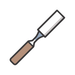 Isolated chisel tool in flat illustration style on black