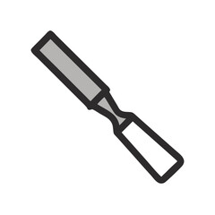 Isolated flat chisel illustration on a black background