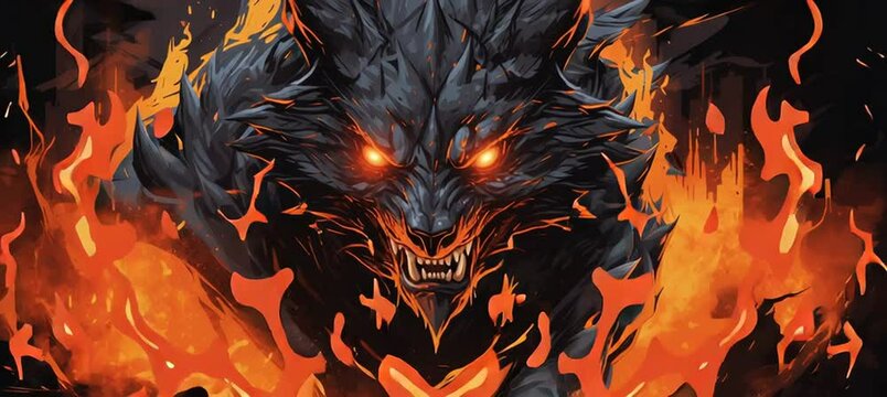 fenrir ifrit vector illustration