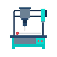 Flat design Automated Drilling Machine with blue and green colors