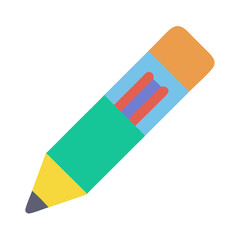 Flat vector design of a colorful pencil with eraser
