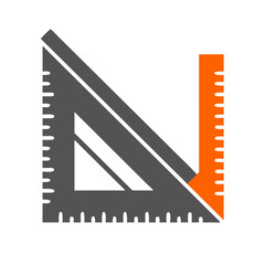 Geometric drafting tools in gray and orange illustration