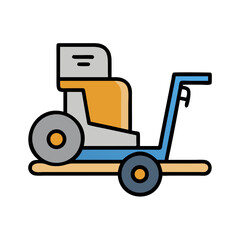Stylized flat icon illustration of a hand truck cart