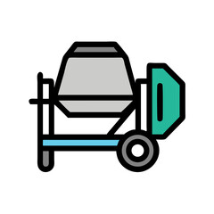 Minimalist concrete mixer on black background flat graphic style