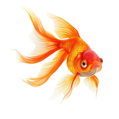 Fototapeta premium Goldfish with orange and white fins swimming in a tank