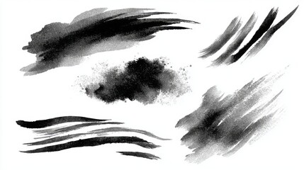 Obraz premium Elegant Black Watercolor Splash Brush Set