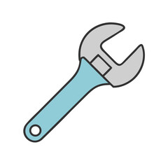 Illustration of an adjustable wrench against a black background
