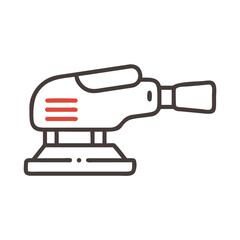Detailed orbital sander tool in flat vector graphic style