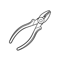 Line art pliers on black background for tool concept