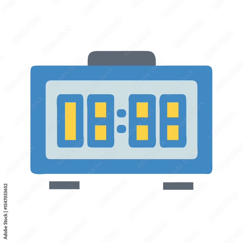 Poster retro digital alarm clock displaying time on black background