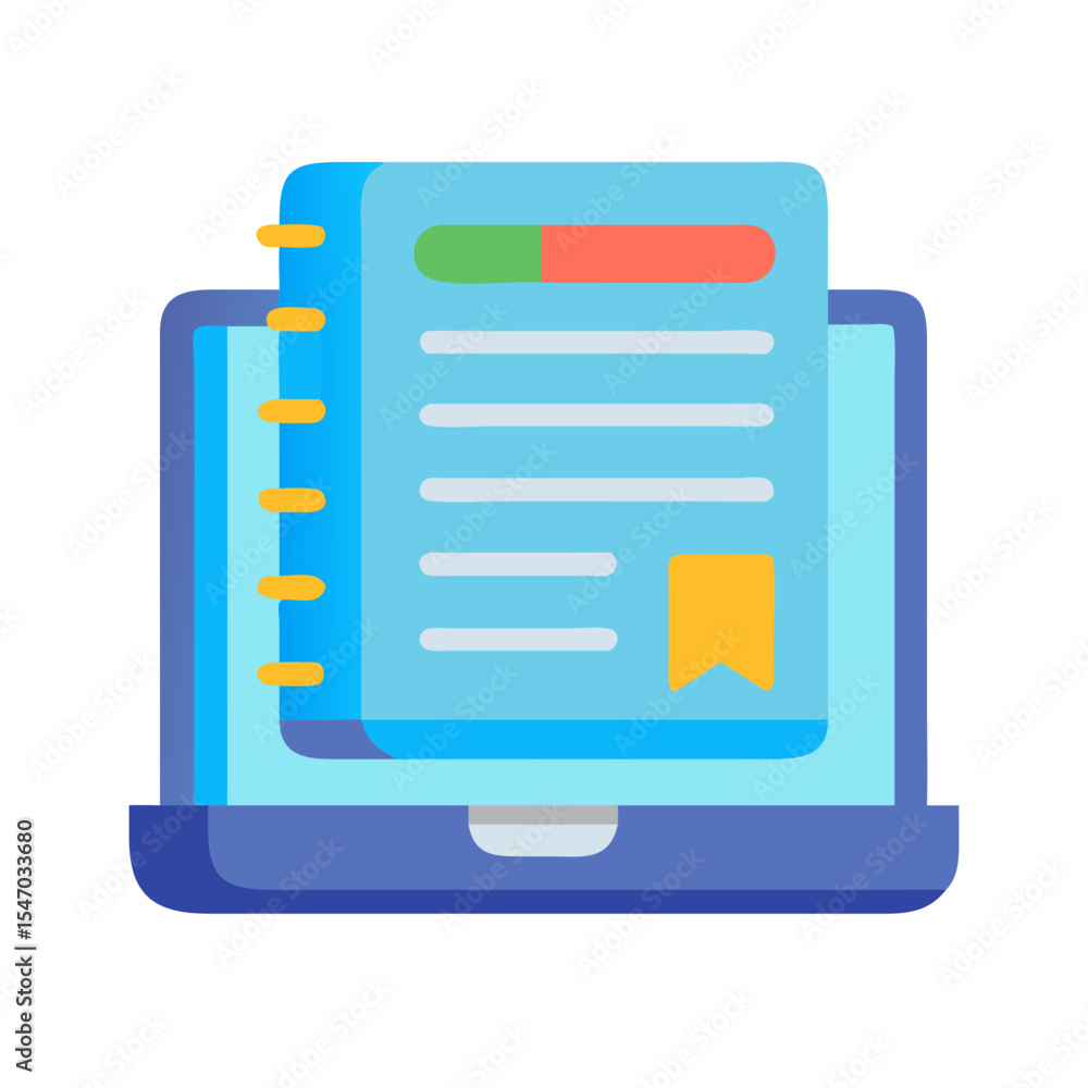 Poster digital document management with progress tracking on laptop screen