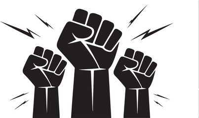 Electrified Fists Rising Together in Symbolic Protest