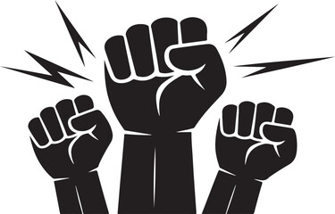 Graphic Black Fist Icon Representing Protest and Strength