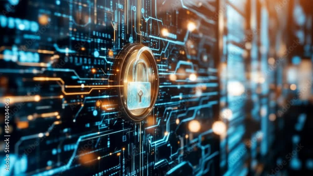 Poster connected data stream is a reflection of modern technology integration with high security. 4k video