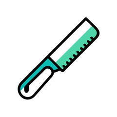 Modern flat design icon of a serrated kitchen knife