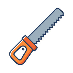 Orange handled saw illustration tool on a black background