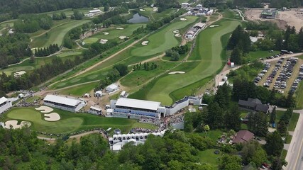 RBC Canadian Open at TPC Toronto, aerial view of the golf course with crowd and event structures