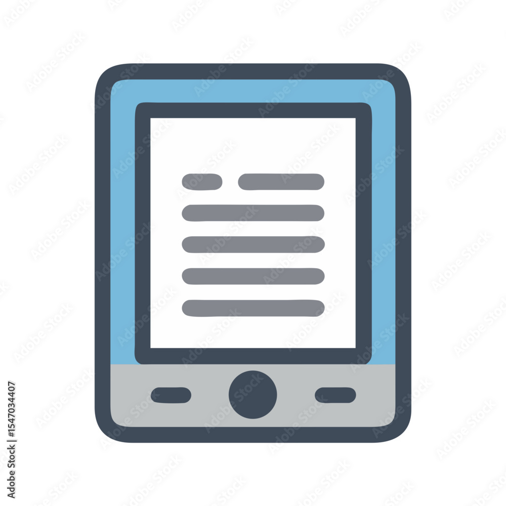 Poster e-reader with text lines displayed on the screen icon