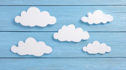 Adorable Kids/Baby Background: Blue Wooden Base with White Clouds