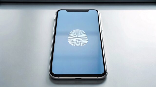 Smartphone with fingerprint on the screen.