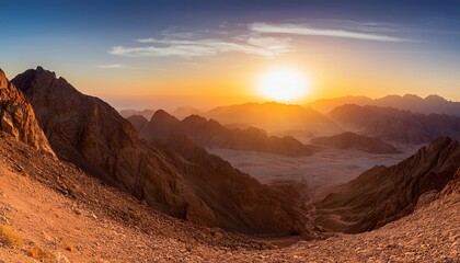 Naklejka premium the sunset over the mountains of the sinai peninsula sharm el sheikh egypt