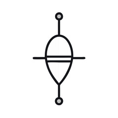 Minimalist icon of a plumb bob against a black background