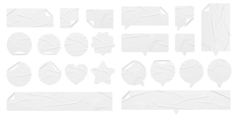 Vector White Stickers paper texture background, labels tags of different shapes creative design