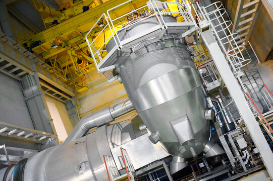 Flue gas duct system within industrial facility for air pollution control and energy recovery