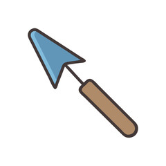 Flat design trowel illustration on black background for gardening