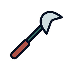 Illustration of a hand sickle with a flat design